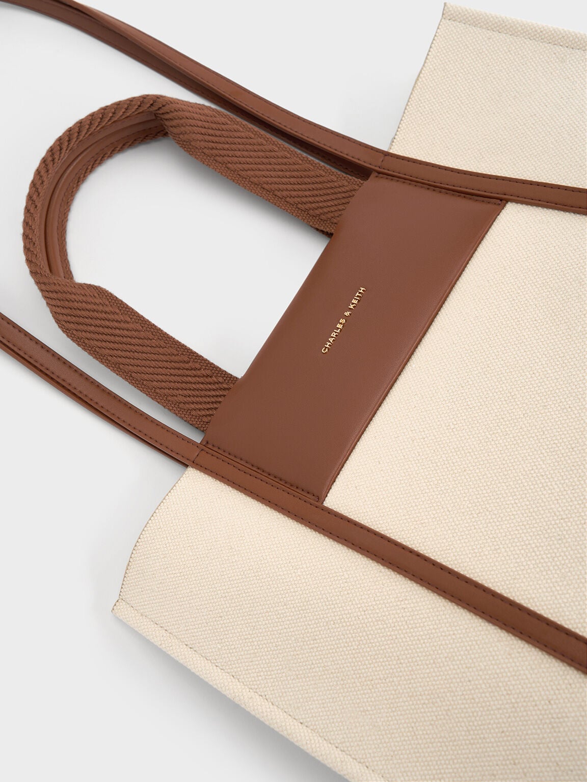 CHARLES & KEITH Trusted / Shalia Canvas Tote Bag - Beige Canvas
