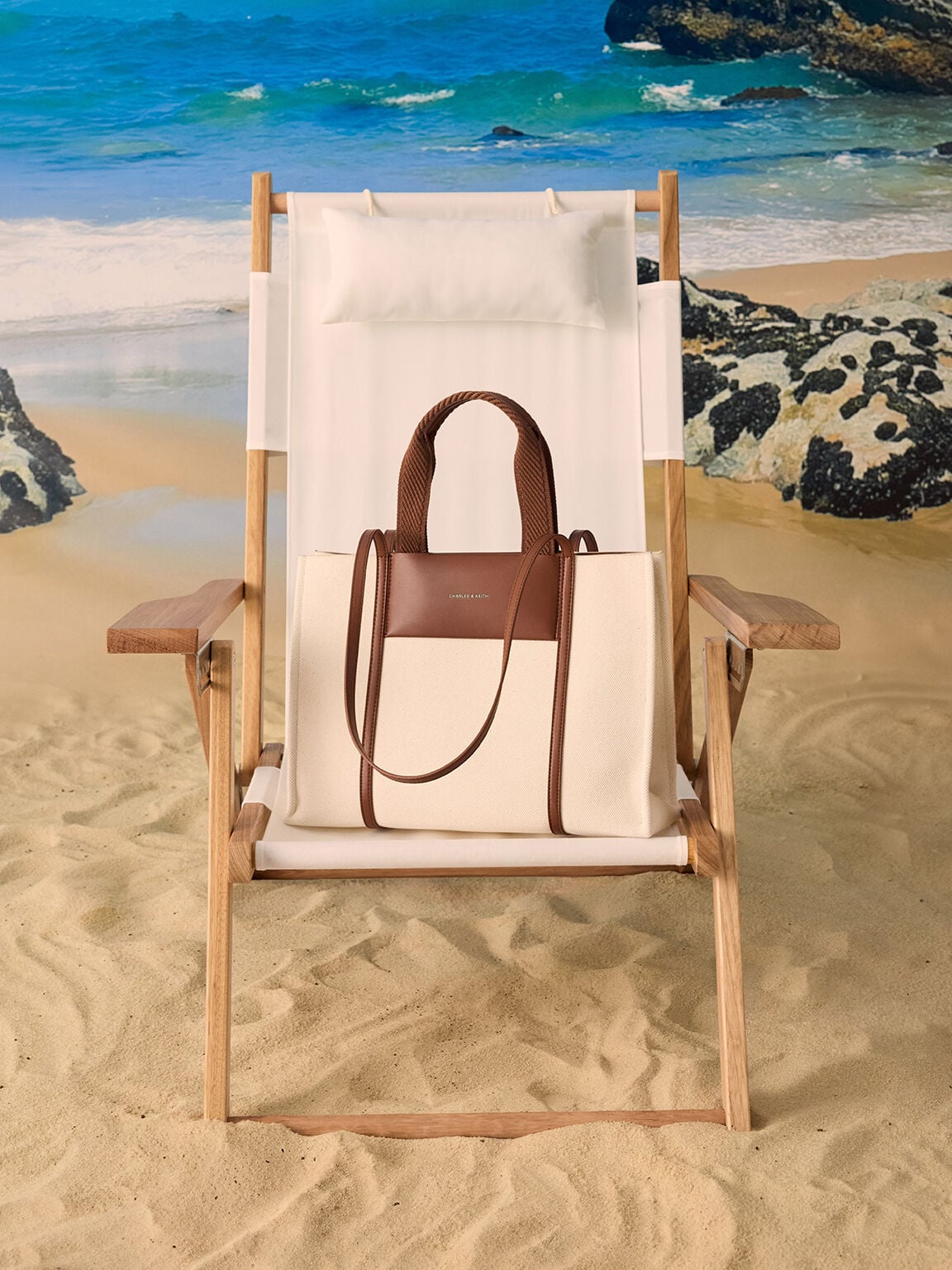 CHARLES & KEITH Trusted / Shalia Canvas Tote Bag - Beige Canvas