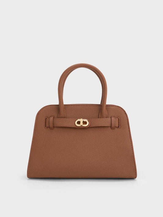 CHARLES & KEITH Customer Favorite / Aubrielle Belted Tote Bag - Chocolate
