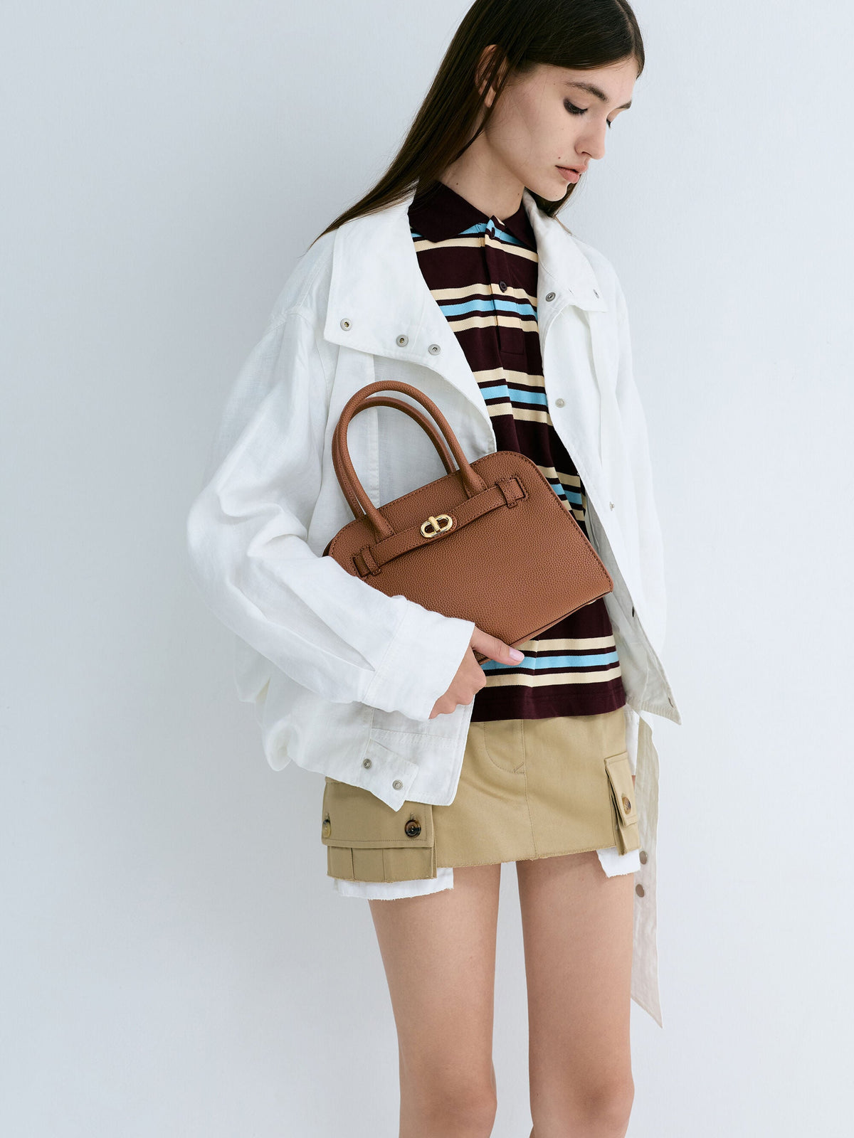 CHARLES & KEITH Customer Favorite / Aubrielle Belted Tote Bag - Chocolate