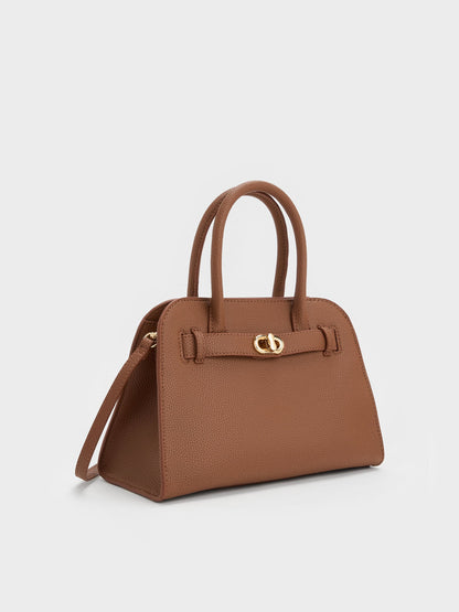 CHARLES & KEITH Customer Favorite / Aubrielle Belted Tote Bag - Chocolate
