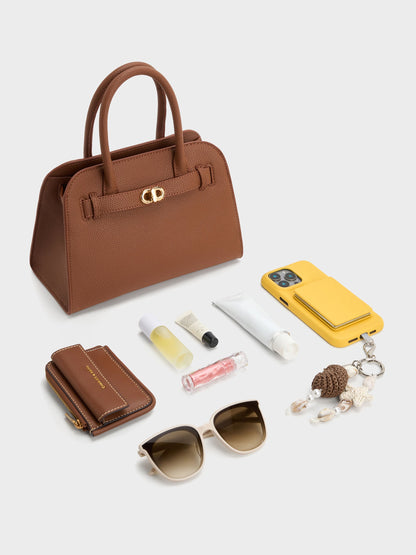 CHARLES & KEITH Customer Favorite / Aubrielle Belted Tote Bag - Chocolate
