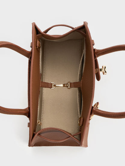 CHARLES & KEITH Customer Favorite / Aubrielle Belted Tote Bag - Chocolate