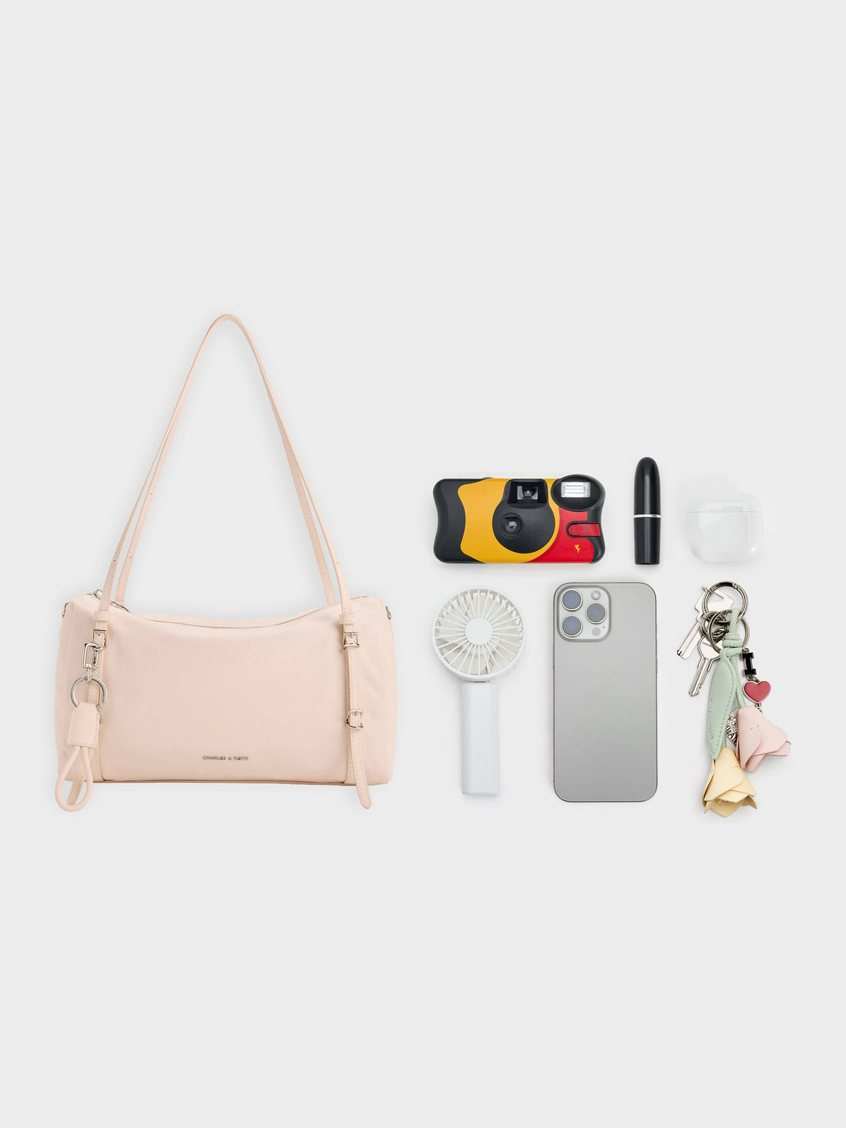 CHARLES & KEITH Exclusive / Levy Nylon Shoulder Bag - Soft Pink