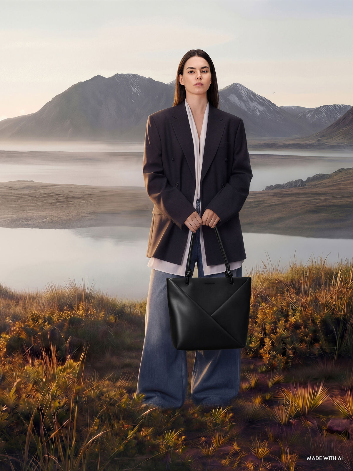 CHARLES & KEITH Discount / Midori Geometric Tote Bag - Jet Black