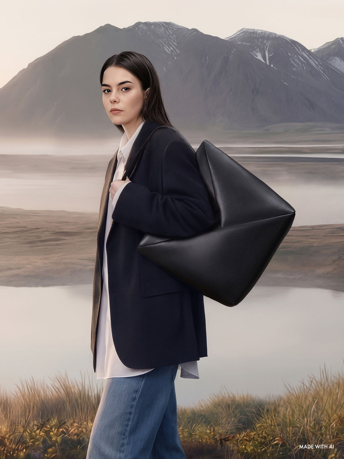 CHARLES & KEITH Discount / Midori Geometric Tote Bag - Jet Black