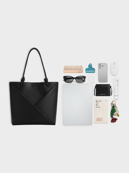 CHARLES & KEITH Discount / Midori Geometric Tote Bag - Jet Black