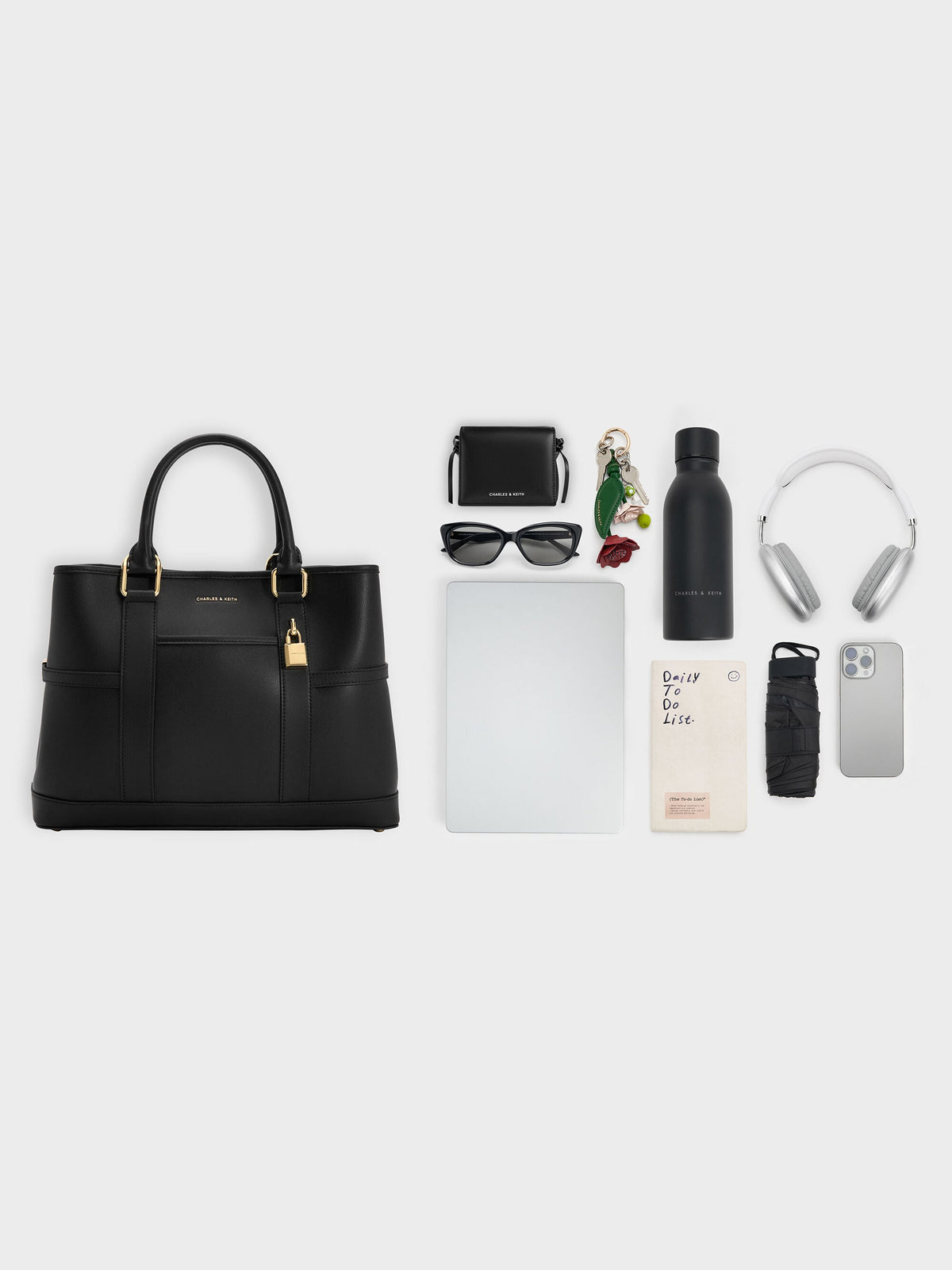 CHARLES & KEITH Trusted / Scottie Tote Bag - Black