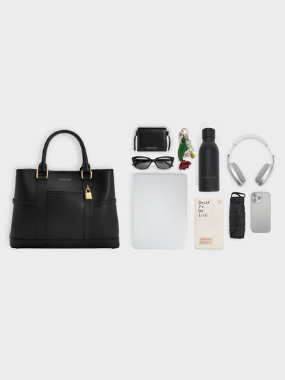 CHARLES & KEITH Trusted / Scottie Tote Bag - Black