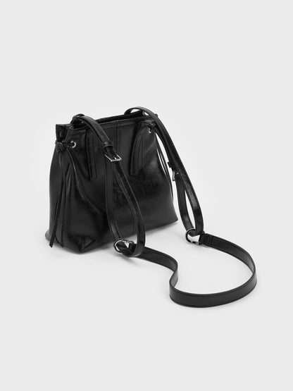 CHARLES & KEITH Recommended / Noane Elongated-Handle Tote Bag - Noir