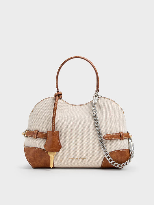 CHARLES & KEITH Top Pick / Delfina Canvas Chain Side-Belt Tote Bag - Multi