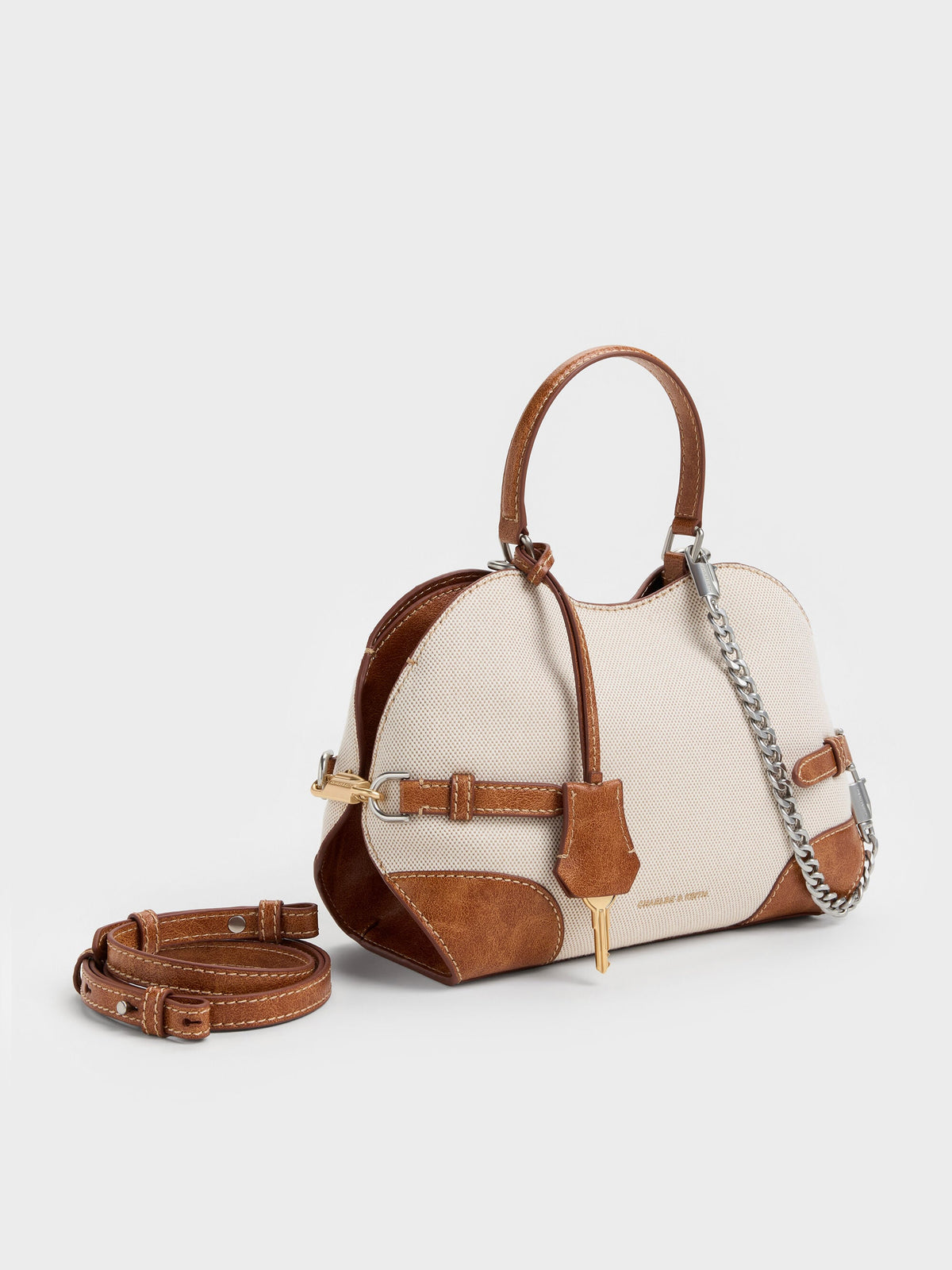 CHARLES & KEITH Top Pick / Delfina Canvas Chain Side-Belt Tote Bag - Multi