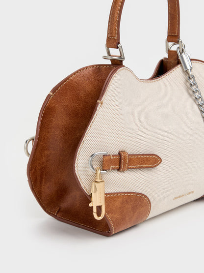 CHARLES & KEITH Top Pick / Delfina Canvas Chain Side-Belt Tote Bag - Multi