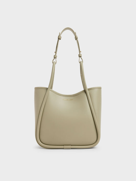 CHARLES & KEITH Trending / Mini Lyla Tubular Tote Bag - Pale Olive