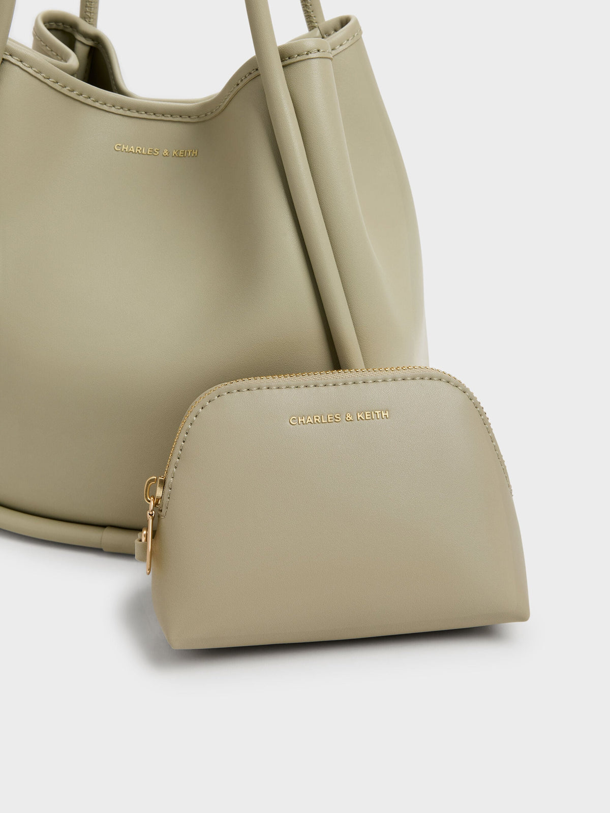 CHARLES & KEITH Trending / Mini Lyla Tubular Tote Bag - Pale Olive