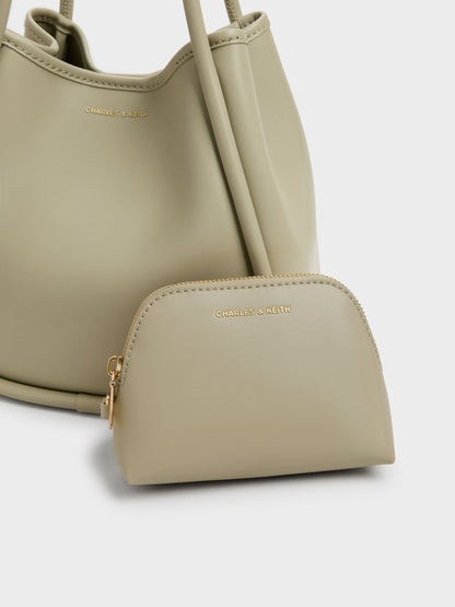 CHARLES & KEITH Trending / Mini Lyla Tubular Tote Bag - Pale Olive