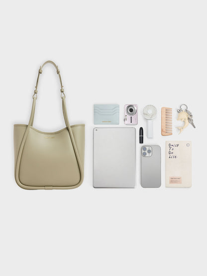 CHARLES & KEITH Trending / Mini Lyla Tubular Tote Bag - Pale Olive