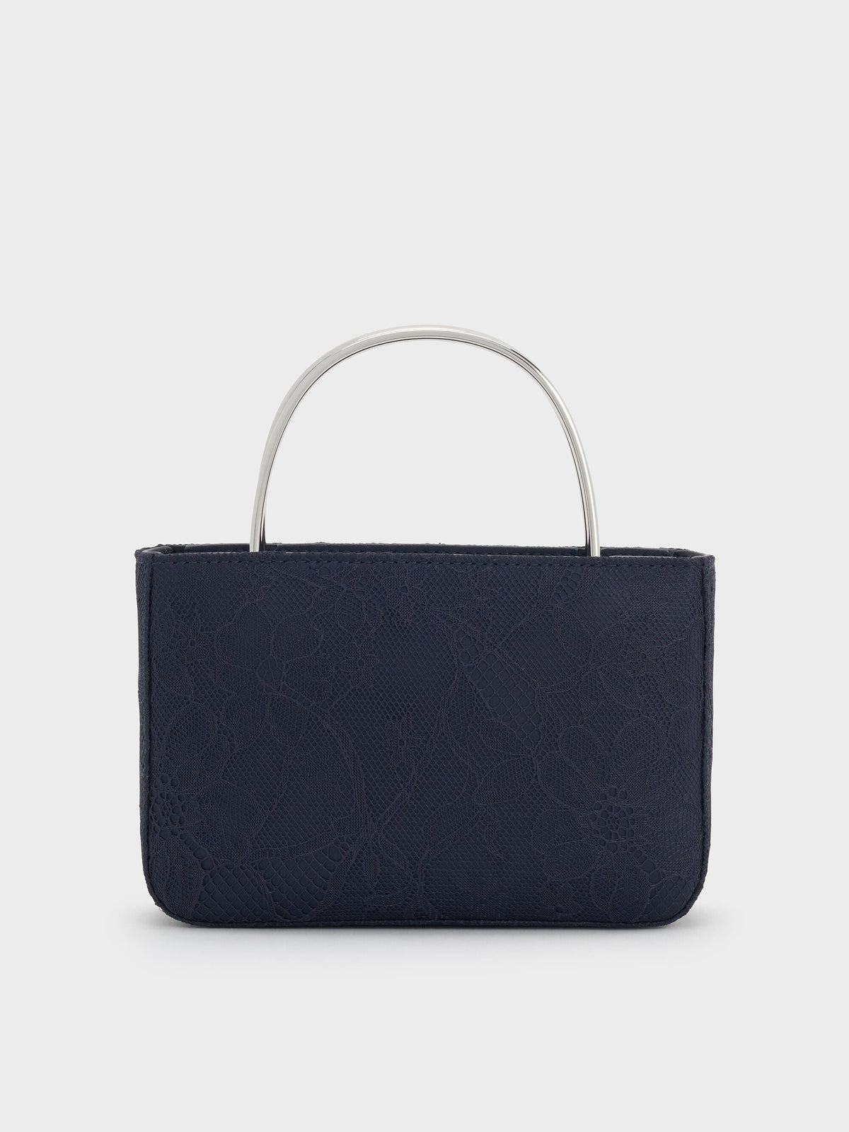 CHARLES & KEITH Everyday / Jennis Lace & Satin Top Handle Bag - Dark Blue Textured
