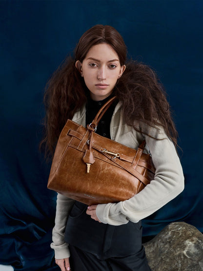 CHARLES & KEITH Recommended / Delfina Belted Tote Bag - Distressed Tan