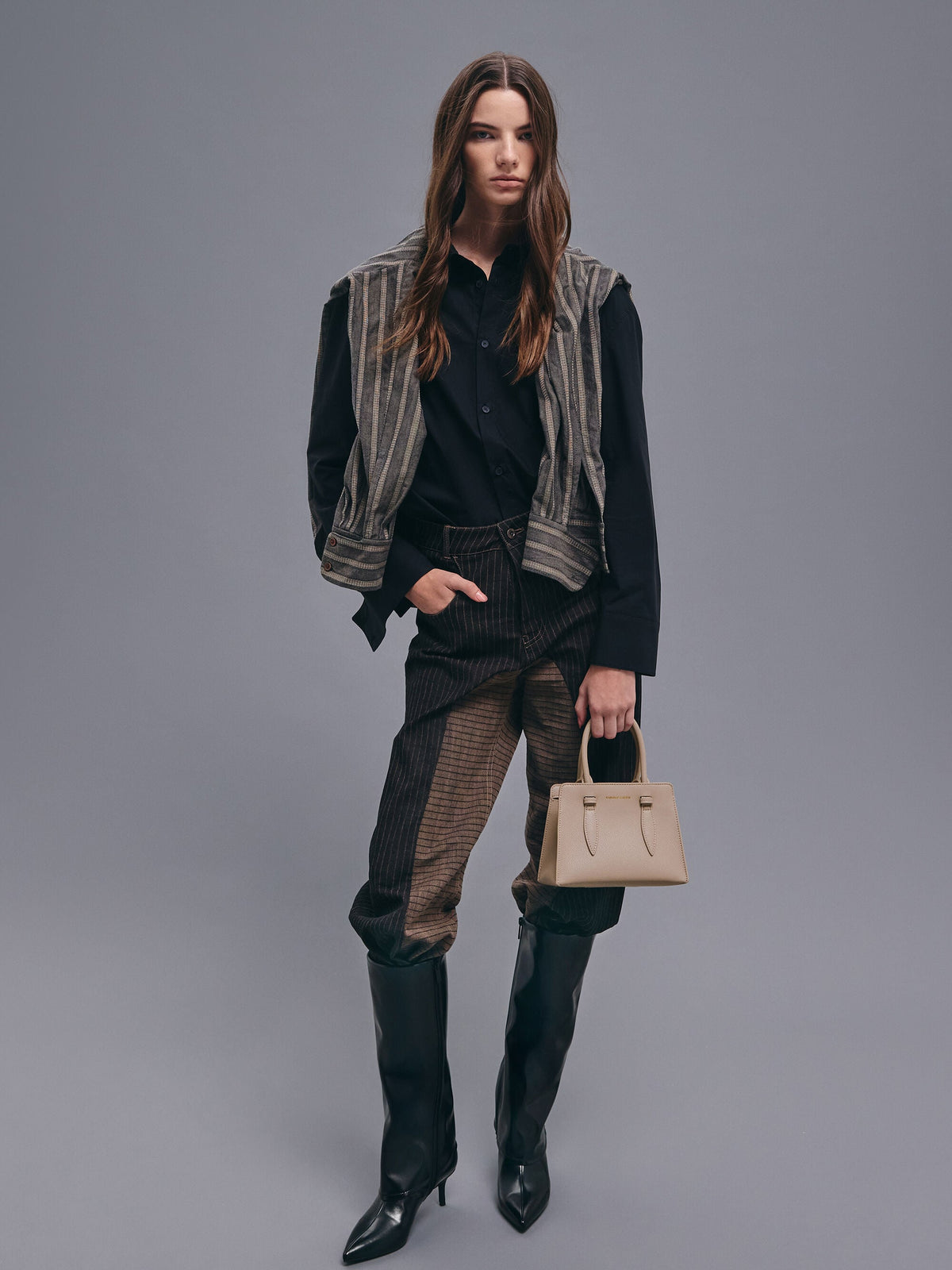 CHARLES & KEITH Discount / Allyn Structured Trapeze Tote Bag - Taupe