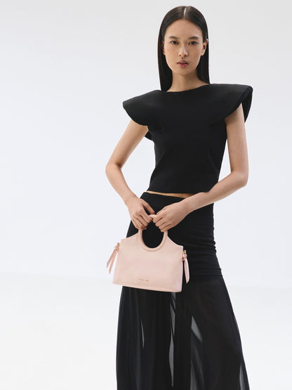 CHARLES & KEITH Exclusive / Mini Dalia Bow Oval-Handle Tote Bag - Soft Pink