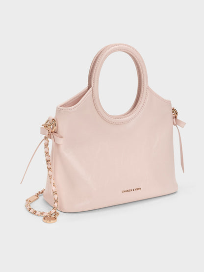 CHARLES & KEITH Exclusive / Mini Dalia Bow Oval-Handle Tote Bag - Soft Pink