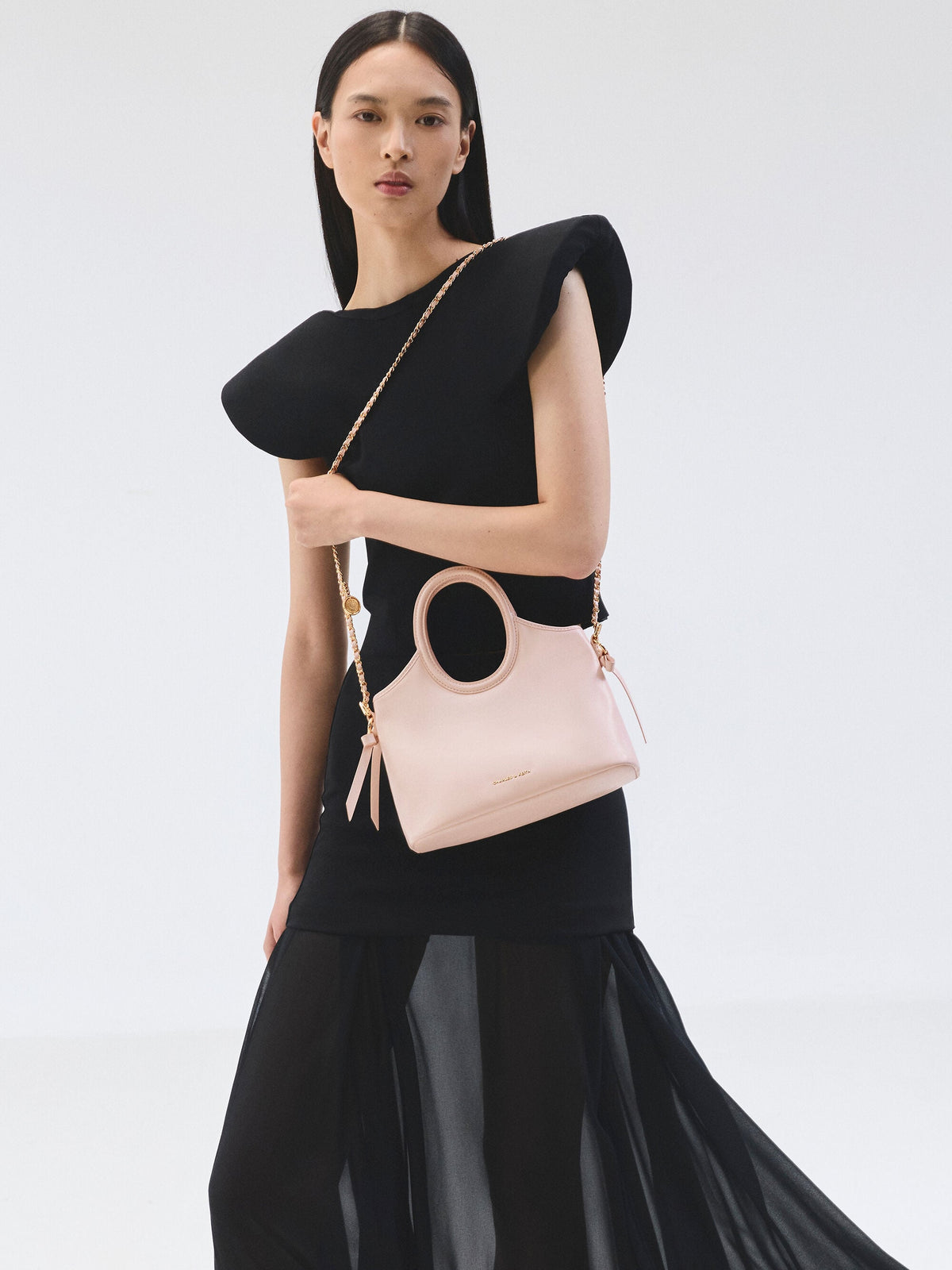 CHARLES & KEITH Exclusive / Mini Dalia Bow Oval-Handle Tote Bag - Soft Pink