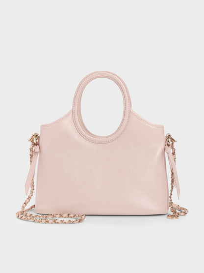 CHARLES & KEITH Exclusive / Mini Dalia Bow Oval-Handle Tote Bag - Soft Pink
