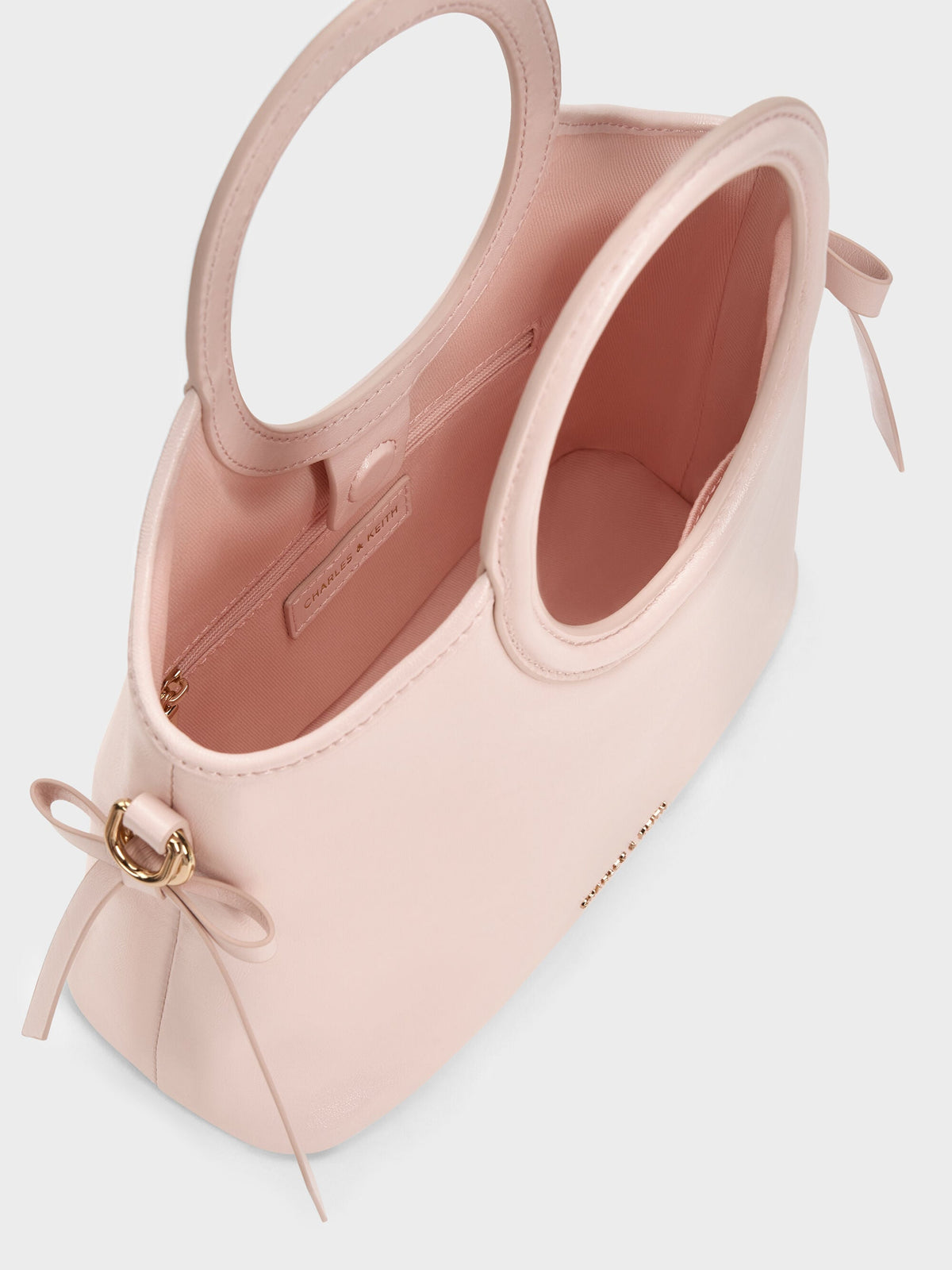 CHARLES & KEITH Exclusive / Mini Dalia Bow Oval-Handle Tote Bag - Soft Pink