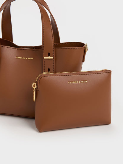 CHARLES & KEITH Essential / Mini Shania Tote Bag - Chocolate