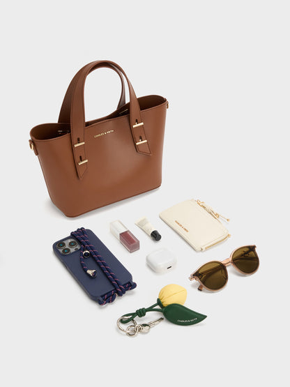 CHARLES & KEITH Essential / Mini Shania Tote Bag - Chocolate