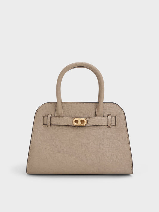 CHARLES & KEITH Great Value / Aubrielle Belted Tote Bag - Taupe