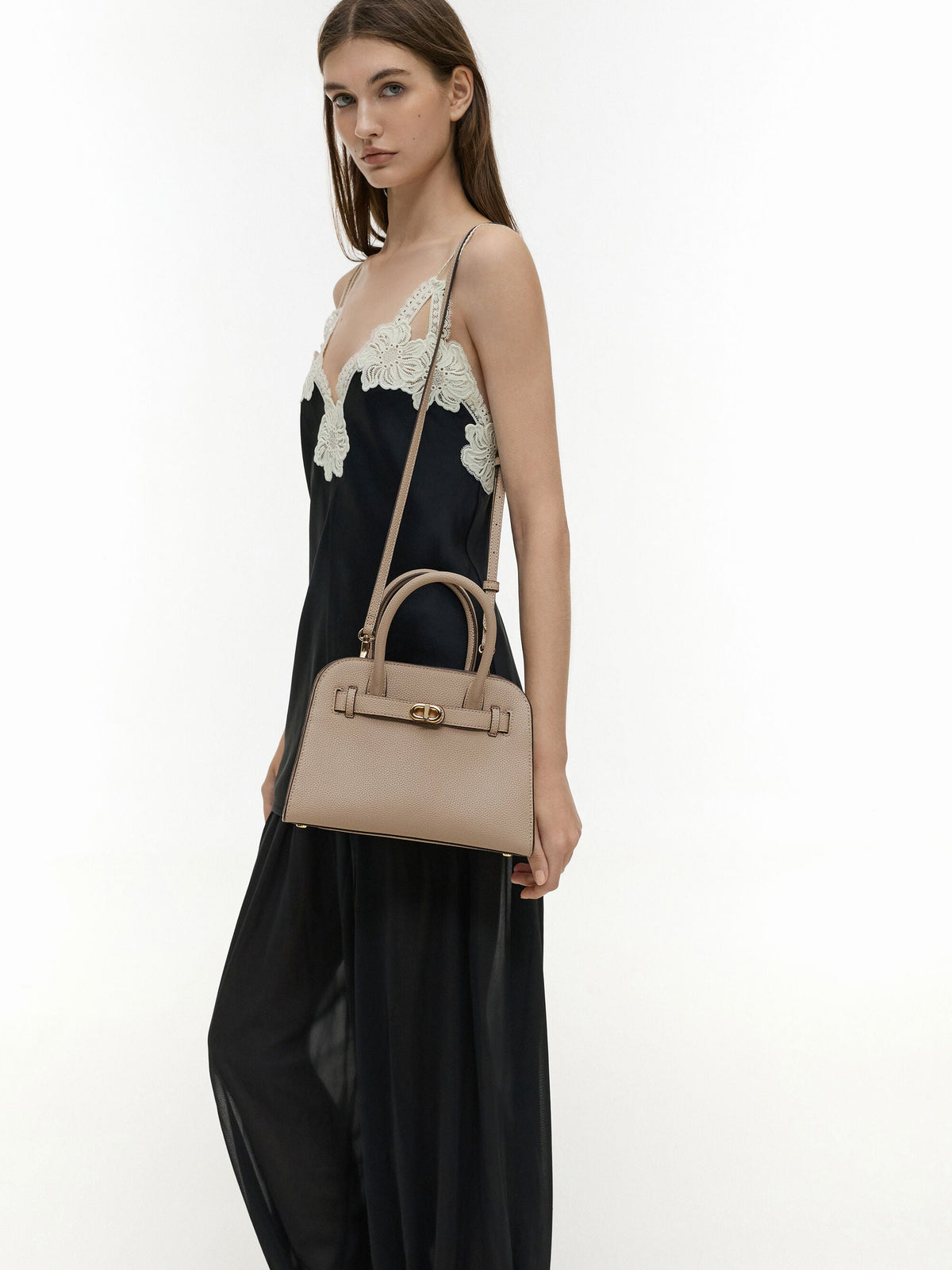 CHARLES & KEITH Great Value / Aubrielle Belted Tote Bag - Taupe