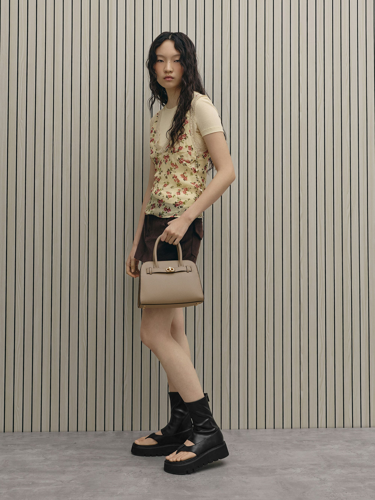 CHARLES & KEITH Great Value / Aubrielle Belted Tote Bag - Taupe