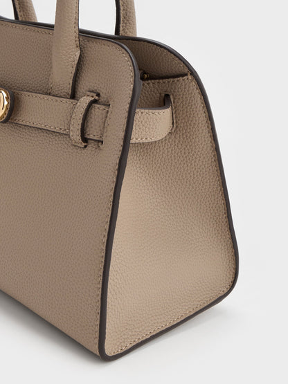CHARLES & KEITH Great Value / Aubrielle Belted Tote Bag - Taupe