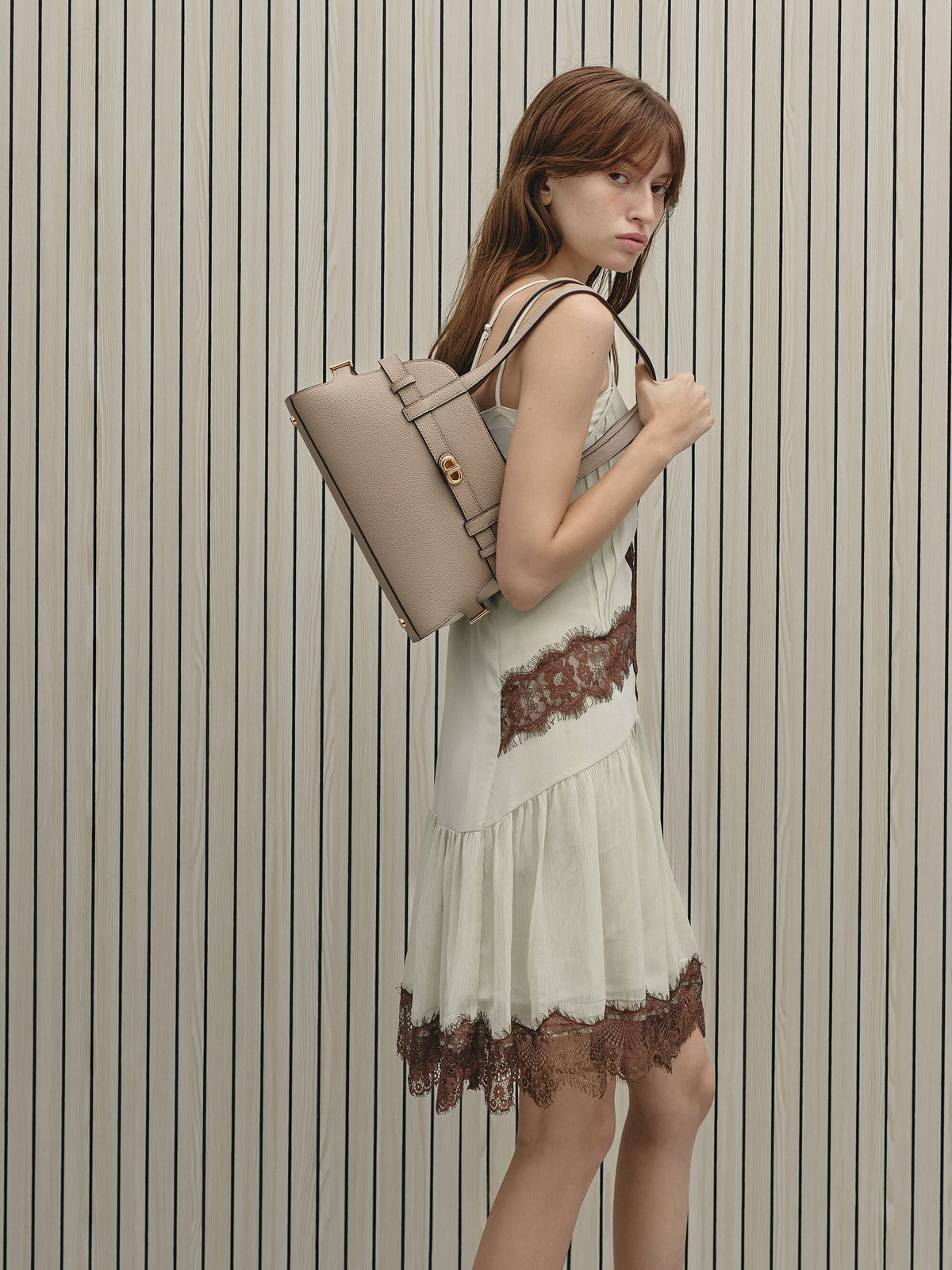 CHARLES & KEITH Best Seller / Aubrielle Belted Shoulder Bag - Taupe
