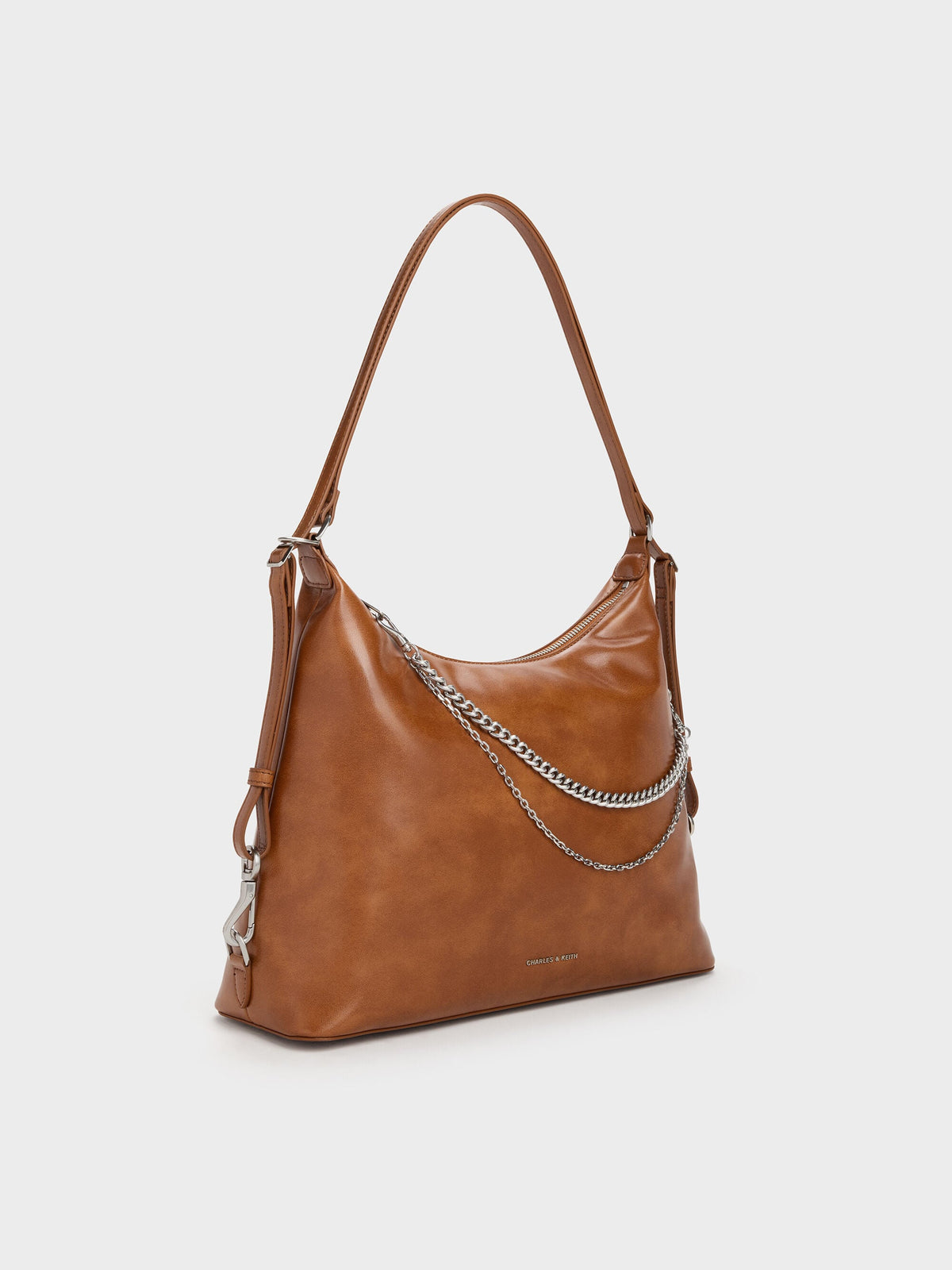 CHARLES & KEITH Value / Atwood Chain Convertible Hobo Bag - Distressed Tan