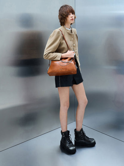 CHARLES & KEITH Value / Atwood Chain Convertible Hobo Bag - Distressed Tan