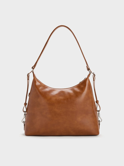 CHARLES & KEITH Value / Atwood Chain Convertible Hobo Bag - Distressed Tan