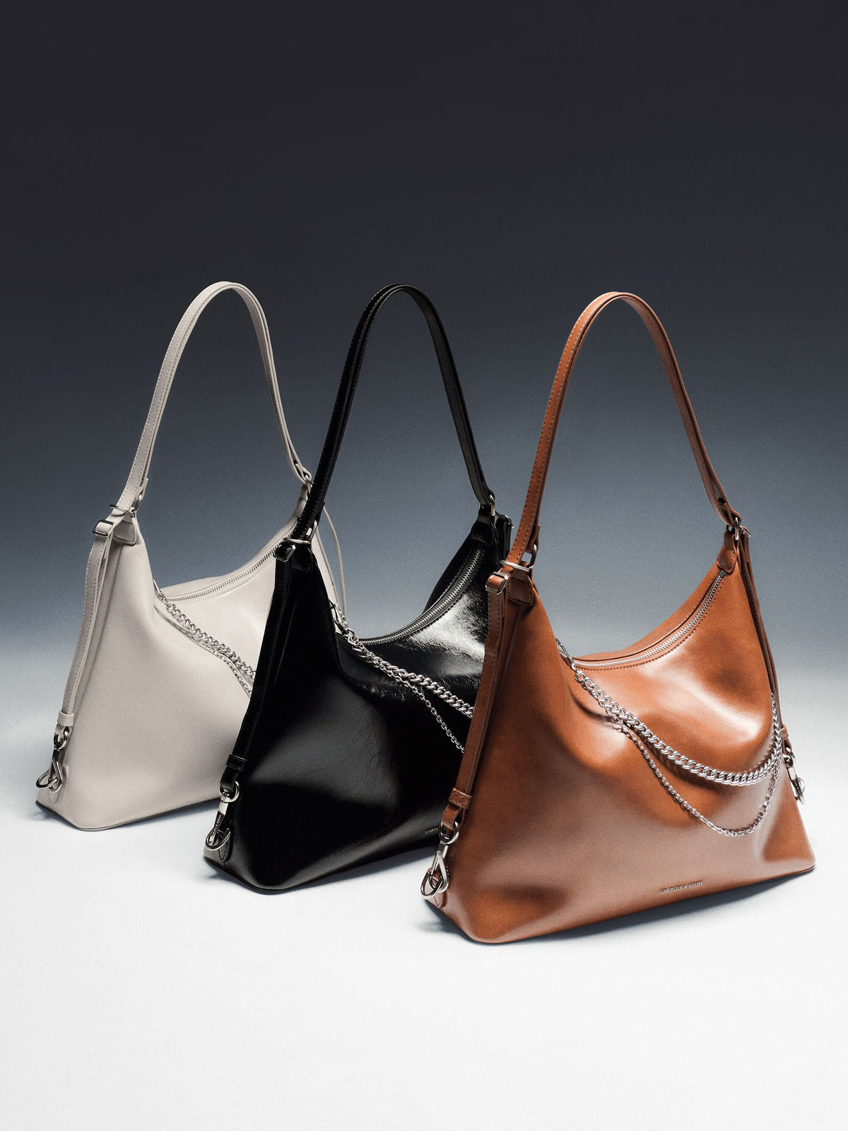 CHARLES & KEITH Value / Atwood Chain Convertible Hobo Bag - Distressed Tan
