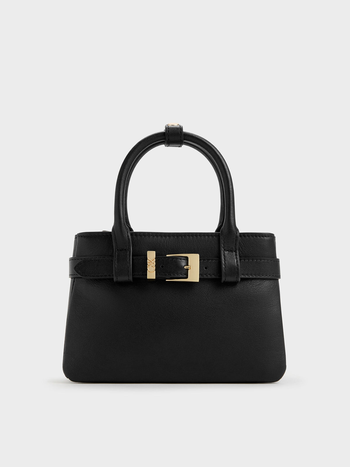 CHARLES & KEITH Deals / Jody Leather Belted Tote Bag - Black