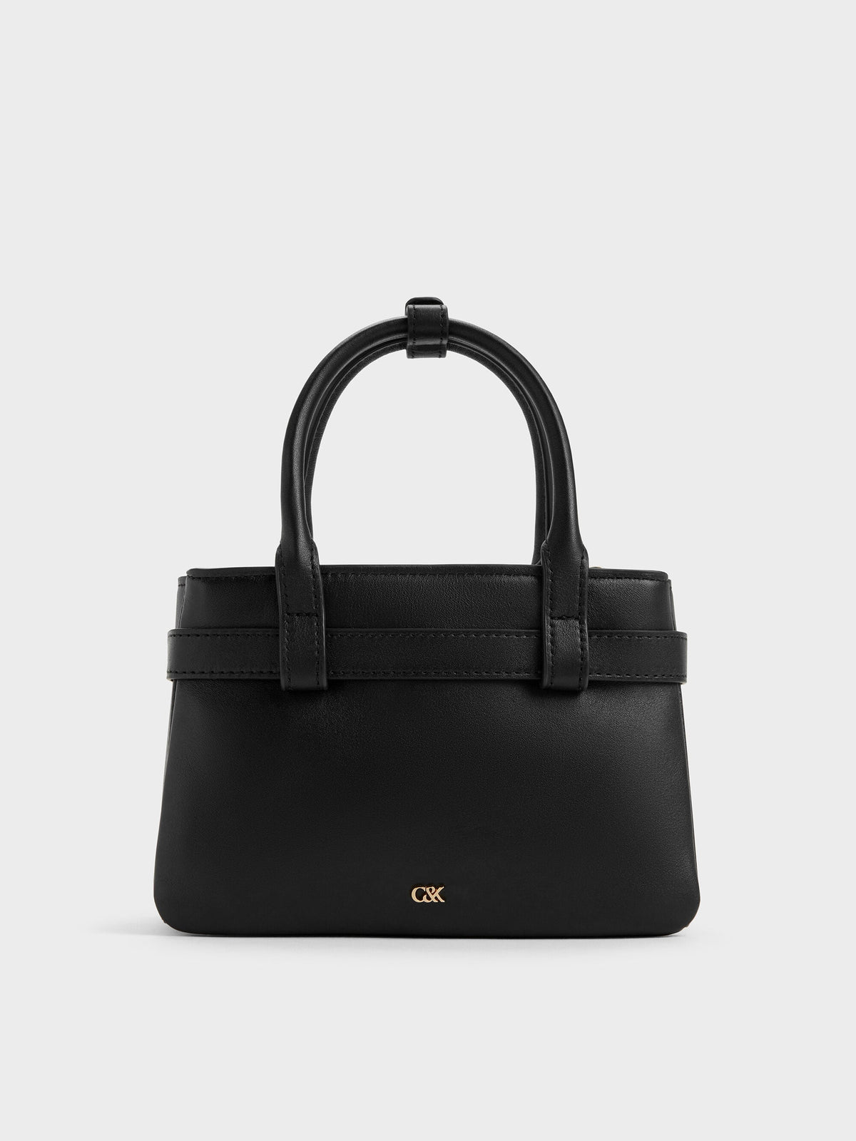 CHARLES & KEITH Deals / Jody Leather Belted Tote Bag - Black
