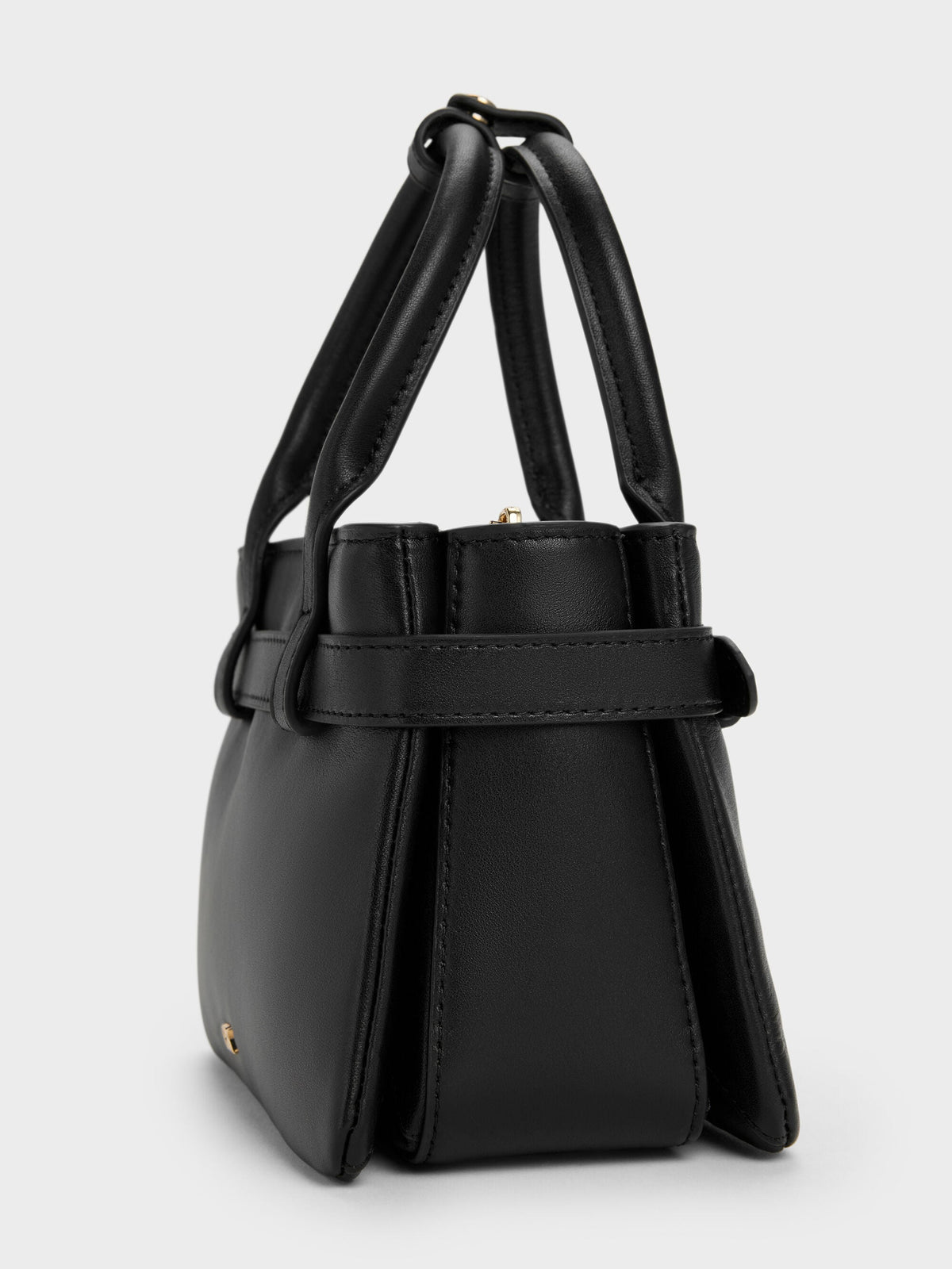 CHARLES & KEITH Deals / Jody Leather Belted Tote Bag - Black