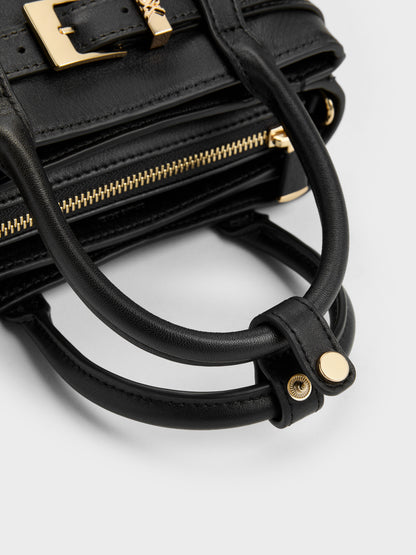CHARLES & KEITH Deals / Jody Leather Belted Tote Bag - Black