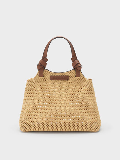 CHARLES & KEITH Quality / Mini Ida Knitted Tote Bag - Beige