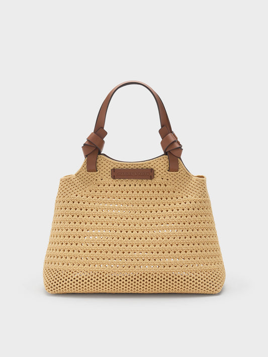 CHARLES & KEITH Quality / Mini Ida Knitted Tote Bag - Beige