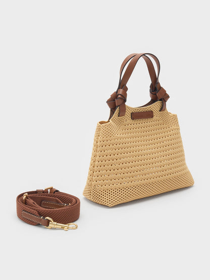 CHARLES & KEITH Quality / Mini Ida Knitted Tote Bag - Beige
