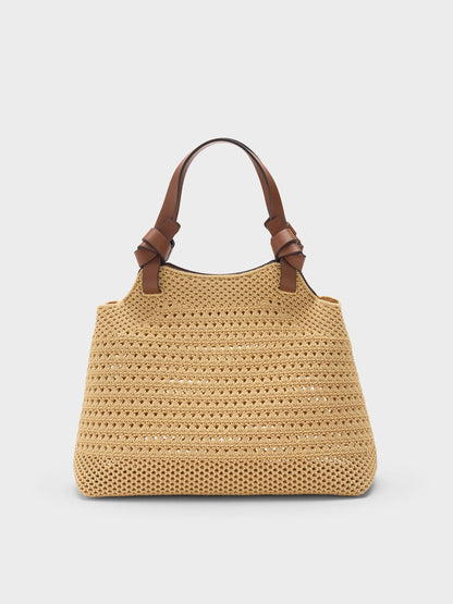 CHARLES & KEITH Quality / Mini Ida Knitted Tote Bag - Beige