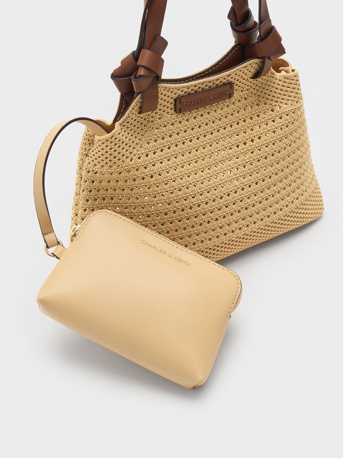 CHARLES & KEITH Quality / Mini Ida Knitted Tote Bag - Beige