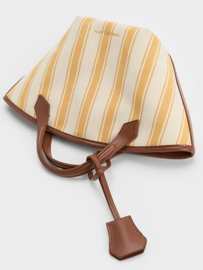 CHARLES & KEITH Best Price / Mini Ivanna Canvas Striped Tote Bag - Butterscotch Yellow